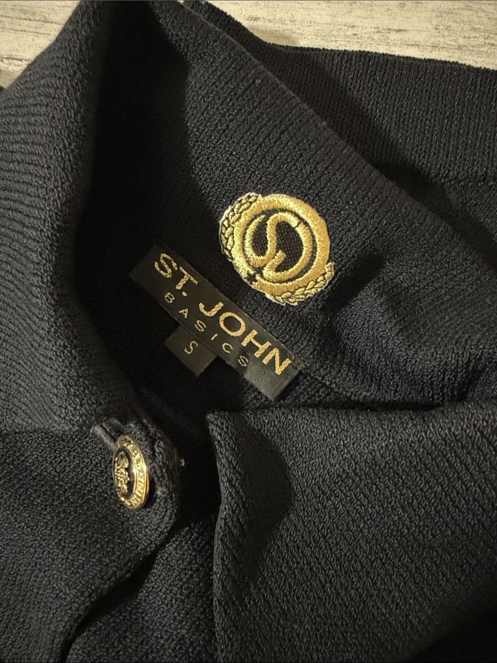 St John Black Knit Skirt Set with Gold Buttons - Picture 13 of 14
